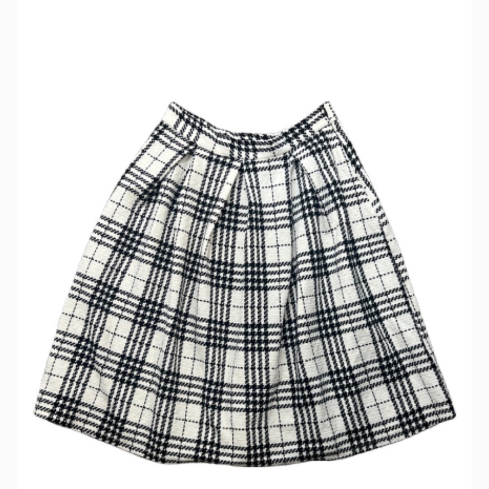 Faith and Joy White‎ and Black round Monochrome Plaid A-Line Skirt